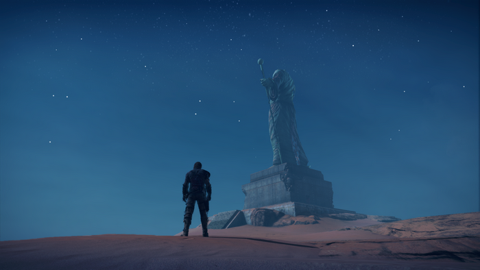 sky, PC gaming, video games, statue, standing, stars, screen shot