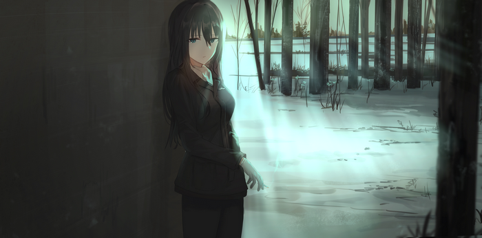 anime, snow, Chihuri 45, Strike Witches, smoking, anime girls