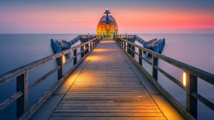 Sellin Pier at sunset, Germany