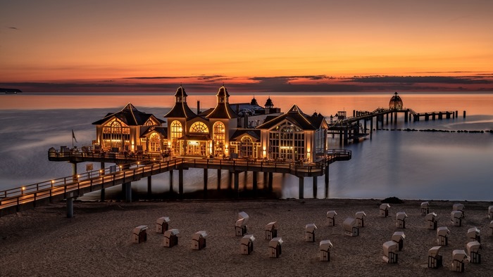 Sellin Pier at sunset, Germany