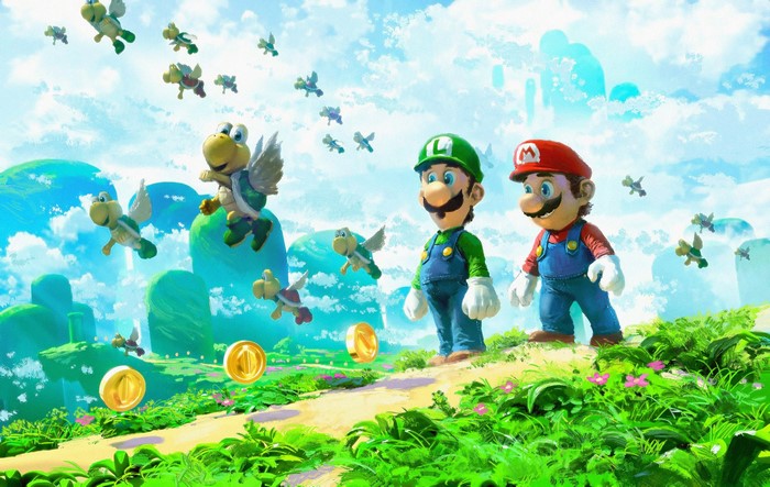 4K, video game art, vibrant, Mario Bros., Luigi, Nintendo, Espen Saetervik, Espen Olsen Sætervik, artwork, Nintendo 64, path
