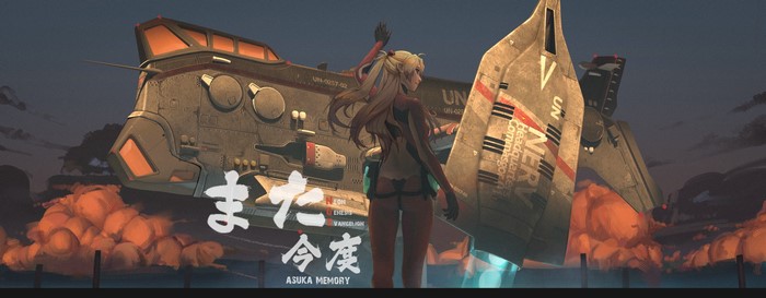 4K, anime, science fiction, anime girls, aircraft, Asuka Langley Soryu, Neon Genesis Evangelion