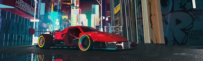 artwork, drawing, Super Car, red cars, car, city, digital art, ArtStation, Ferrari, futuristic, Maks Trofimov