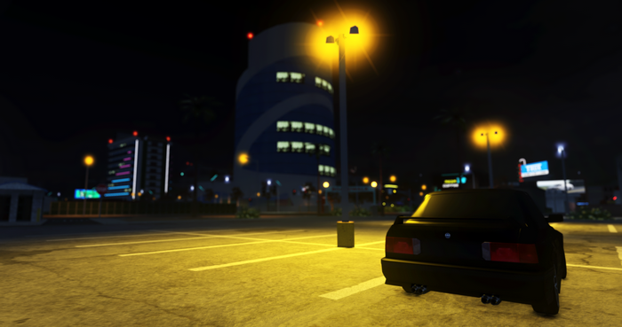 reflection, building, Roblox, parking lot, street light, Bmw E30 m3 ...