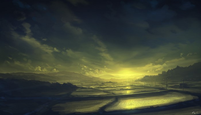 landscape, Nasitaki, clouds, sky, sunset
