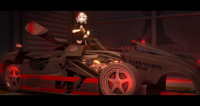 car, W(Arknights), silver hair, -GW Y-, anime, anime girls, Arknights