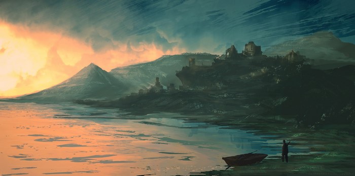environment, illustration, fantasy city, digital art, concept art, fantasy art, landscape