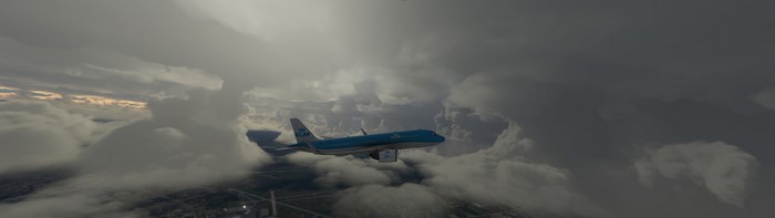 4K, Airbus A320, klm, airplane, aircraft, clouds, flight simulator