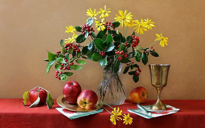 #42794 Photography Still Life HD, Flower, Vase, Apple - Rare Gallery HD