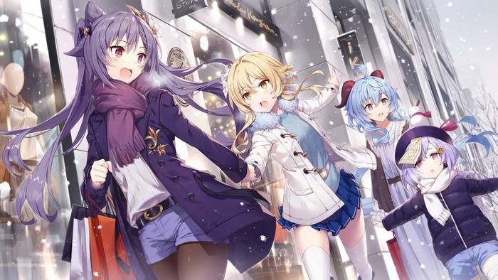Genshin Impact Characters in Winter Scene