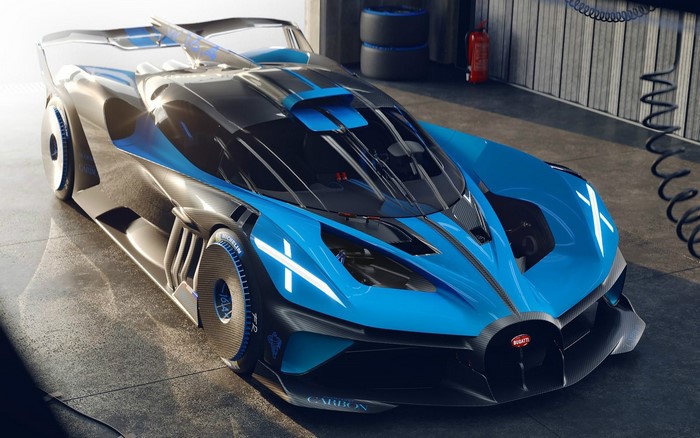 Bugatti Bolide, supercars, Bugatti, car spoiler, car, concept car, Garage, blue cars