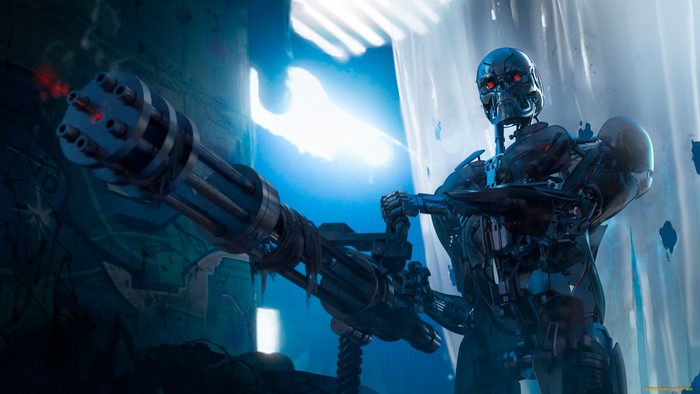 machine, Terminator, artwork, endoskeleton, science fiction, weapon