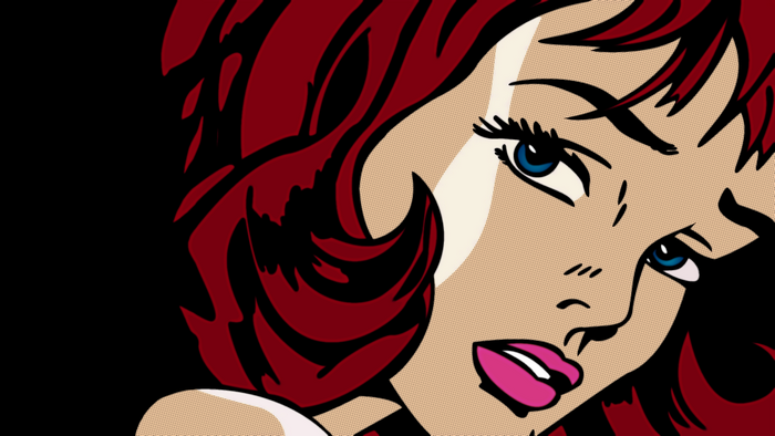 redhead, Roy Lichtenstein, pop art, women, lipstick, comic art, blue eyes, modern
