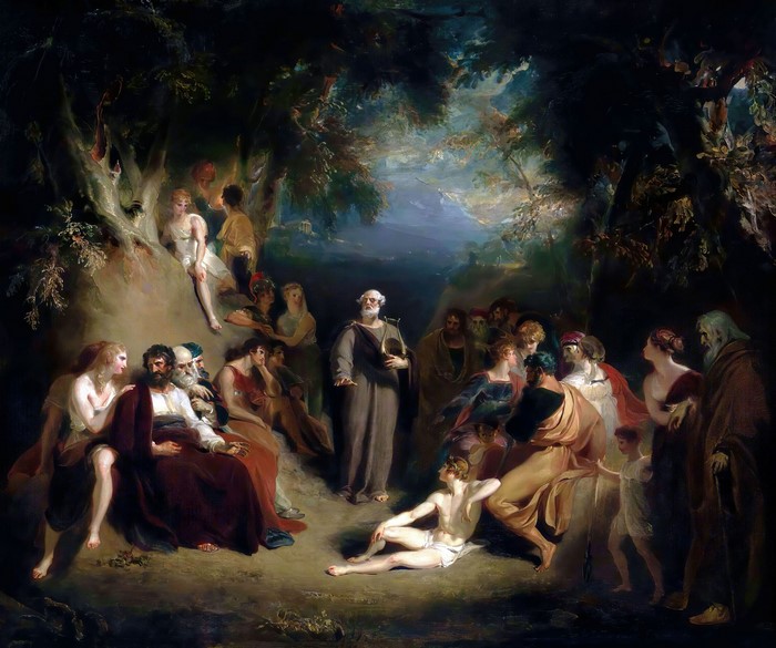 painting, ancient greek, Thomas Lawrence, classic art, Greek, Homer Reciting his Poems, ancient greece
