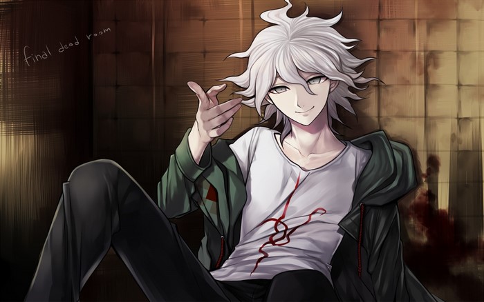 nagito komaeda, jacket, anime, T-shirt, Danganronpa, anime boys