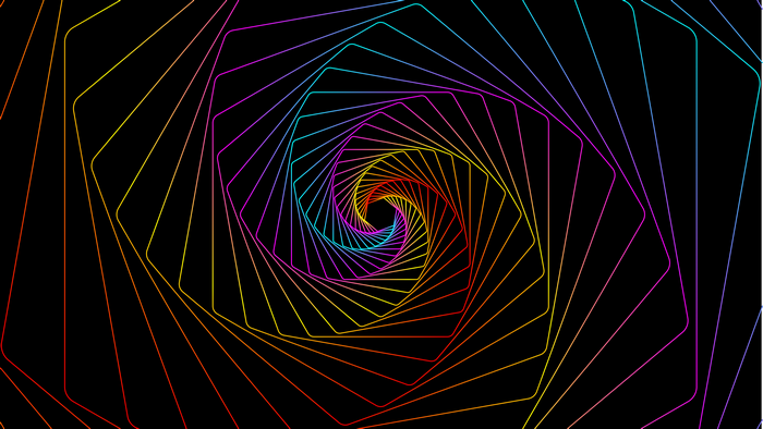 4K, spirals, colorful, dark, abstract