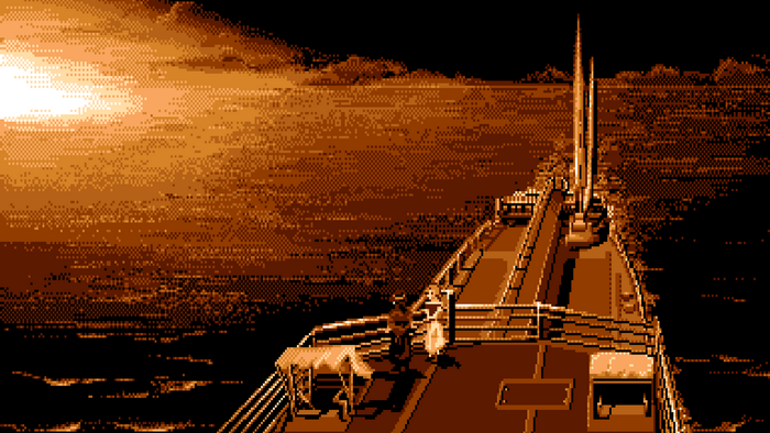 pixelated, pixels, couple, ship, Sun, pixel art, sea, brown, digital art