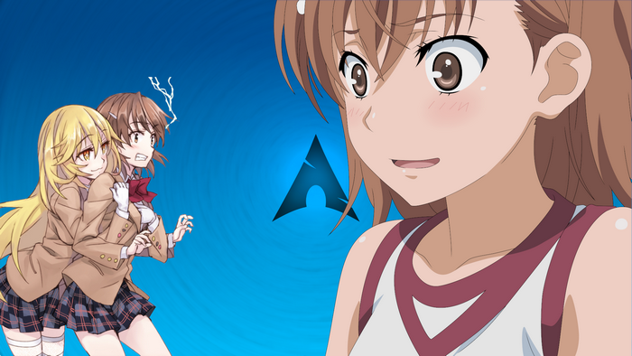 Shokuhou Misaki, Misaka Mikoto, Arch Linux, Linux, anime girls, To Aru Kagaku no Railgun
