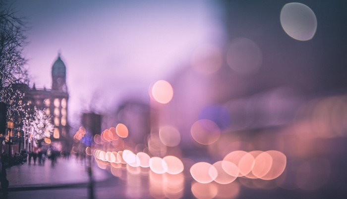 blurred, winter, Christmas, lights, bokeh, depth of field, urban, street