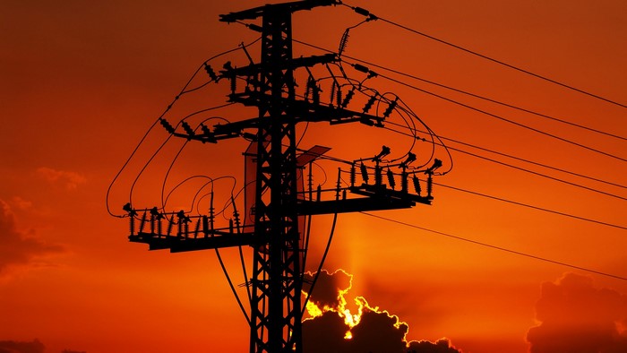 power lines, electric, electricity, clouds, sunset, tower