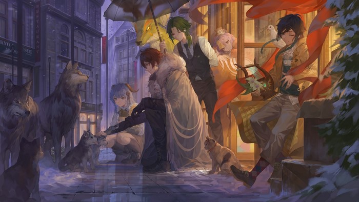 anime, Venti (Genshin Impact), Ganyu (Genshin Impact), Genshin Impact, anime boys, Qiqi (Genshin Impact), anime girls, Zhongli (Genshin Impact), Xiao(Genshin Impact)