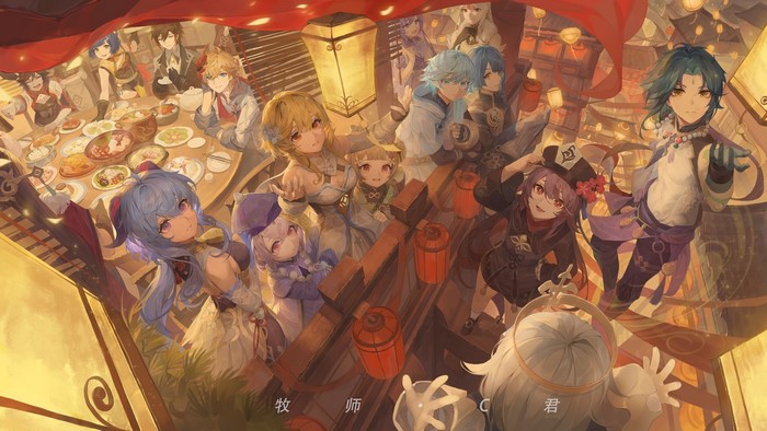 anime, Genshin Impact, Qiqi (Genshin Impact), Tartaglia (Genshin Impact), anime girls, anime boys, Lumine (Genshin Impact), Paimon, Ningguang (Genshin Impact)