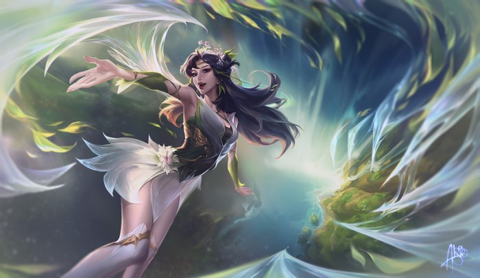 Irelia, Alsie Lau, women, video game girls, fan art, ArtStation, artwork, looking at viewer, digital painting, League of Legends