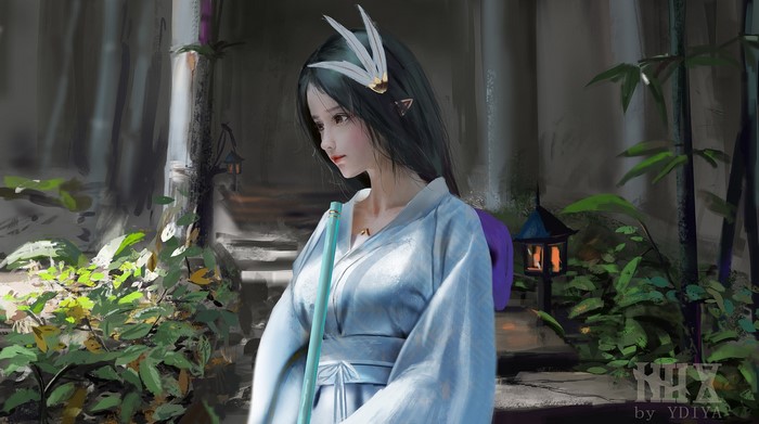 kimono, elves, original characters, Ydiya Kai, fantasy girl