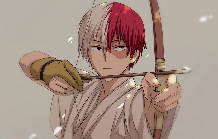 multi-colored hair, Boku no Hero Academia, Shoto Todoroki, anime boys, heterochromia, Shouto Todoroki, white hair, redhead