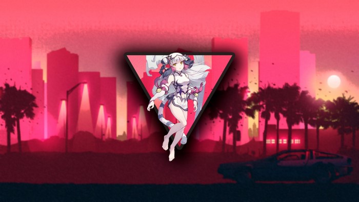 picture-in-picture, yellow eyes, triangle, anime girls, car, skyline, anime, long hair, barefoot, animado, legs