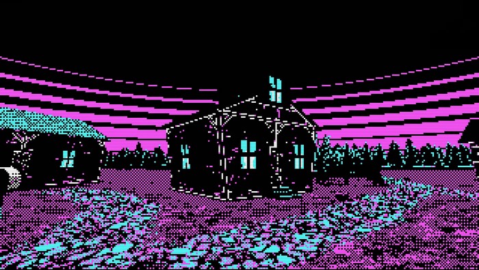synthwave, pink, Retrowave, house, vaporwave, pixel art, pixelated