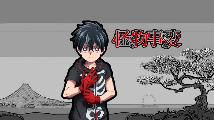 standing, looking at viewer, anime, anime boys, red eyes, gloves