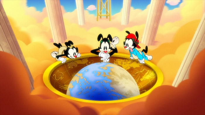 Animaniacs characters looking at the Earth