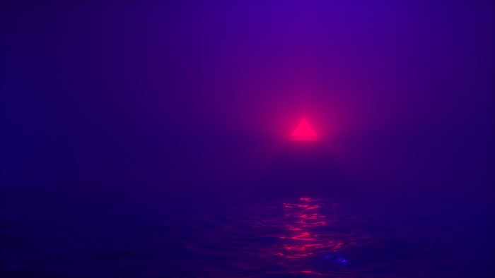 water, abstract, purple, light effects, geometry, red, neon, blue, Blender, pyramid