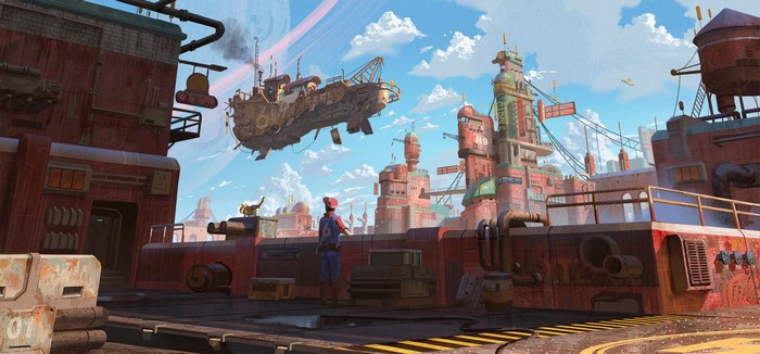 Futurism, artwork, digital art, city