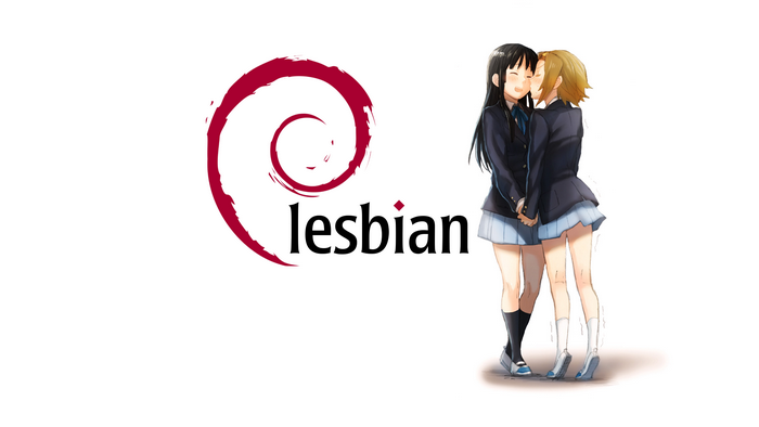 Linux, anime, screen shot, K-ON!, Tainaka Ritsu, Akiyama Mio, lesbians, Debian