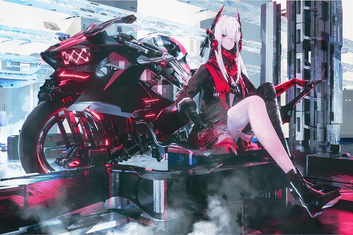 anime girls, motorcycle, science fiction, Punishing: Gray Raven, Seymour