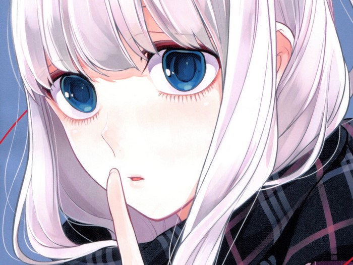 anime girls, Koi to Uso, blue eyes, white hair
