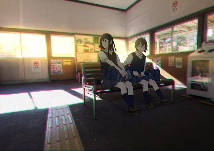 anime girls, Sake Harasu, school uniform, artwork, anime, digital art, portrait, 2D