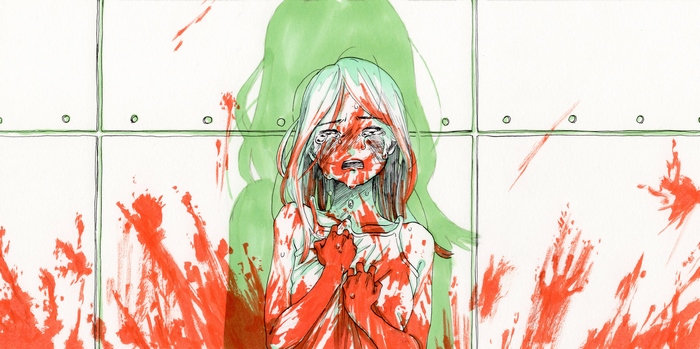 Crying Girl Covered in Blood