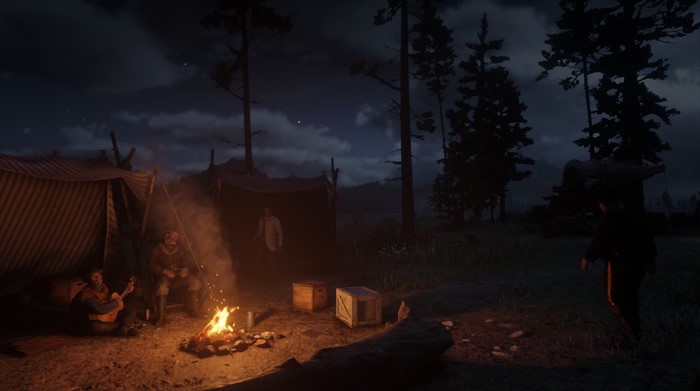 screen shot, night, lights, Red Dead Redemption 2