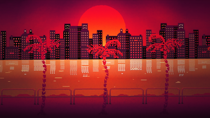 Hotline Miami, screen shot, 80s, Retrowave, sunset