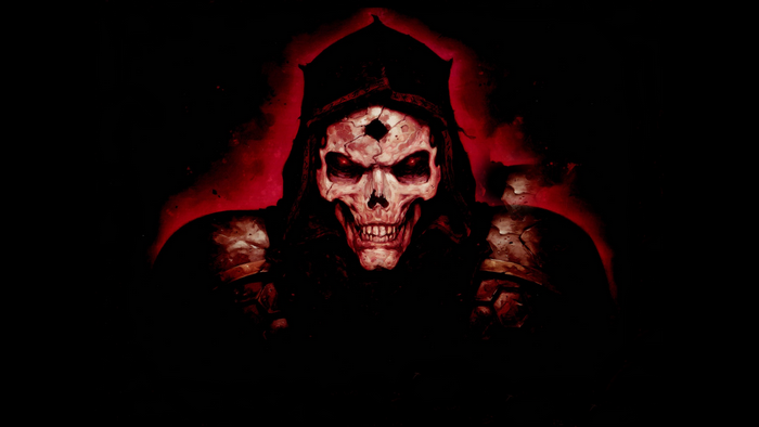 fantasy art, Diablo, skull, screen shot, Diablo 2, simple background