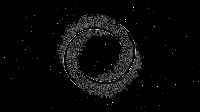 4K Artistic Optical Illusion of City in Space