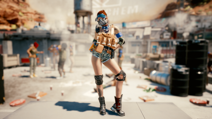 PC gaming, standing, video games, women, screen shot, Cyberpunk 2077, CD Projekt RED, video game girls, redhead