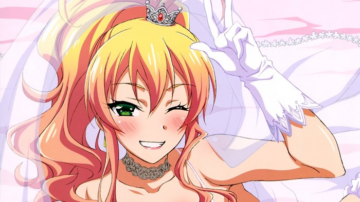 green eyes, blonde, anime girls, Yame Yukana, Hajimete no Gal, wink