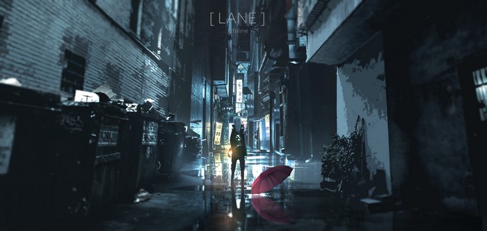 4K, artwork, portrait, digital art, Lifeline, umbrella, anime girls, alleyway, 2D, anime
