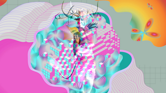 deer, CMYK, minimalism, abstract, pastel, voxels, music