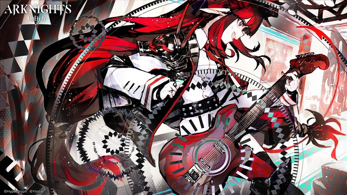 anime girls, guitar, Vigna (Arknights), stages, nmuri, Arknights, anime