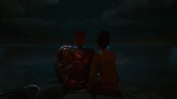 couple, Cyberpunk 2077, screen shot, Male Vee, CD Projekt RED, Panam Palmer, Panam, cyberpunk